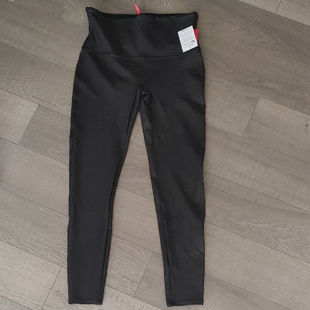 Spanx Black High-Waisted Faux Leather Leggings XL